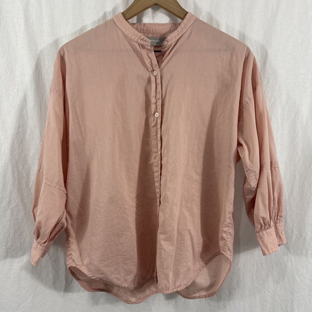 Everlane The Collarless Air Shirt Pink Peasant Womens Sz 4 Boho Preppy Feminine